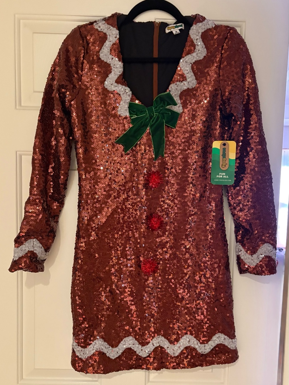 Tipsy Elves Gingerbread Sequin Christmas Dress Size Small NWT